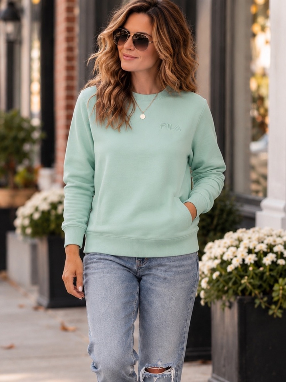 FILA Women’s Mint Green Crewneck Sweatshirt XL NWT Pullover Casual